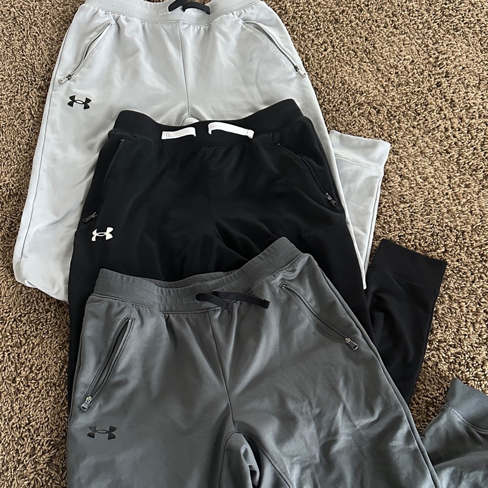 Under Armour Jogger Pants Trio - Black, Gray, White